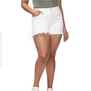 Good American Bombshell White Cutoff Denim Shorts Womens Size 12/31 High Rise